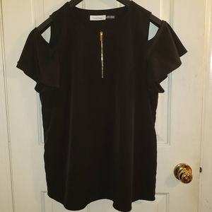 Calvin Klein cold-shoulder top. Black. Size L.